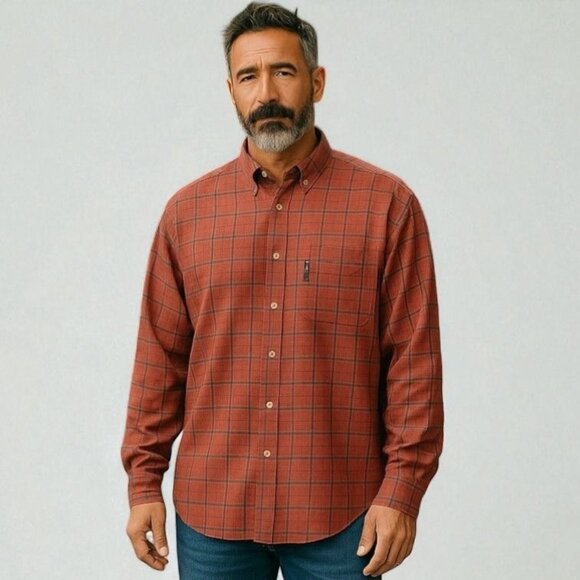 Columbia Other - Columbia Men’s Red Windowpane Plaid l Shirt Size L Long Sleeve Outdoor Casual
